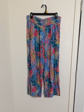 Kona Sol Beach Coverup Flowy Boho Pants Women's Size Large Vacation Cruise